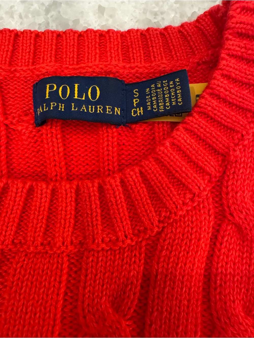Ralph Lauren Red Cable-Knit Crewneck Sweater - Picture 2 of 4